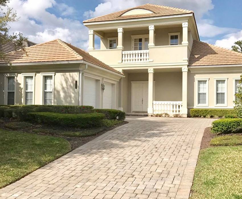 Clay Tile Roof & Brick Driveway After - Patriot SoftWash