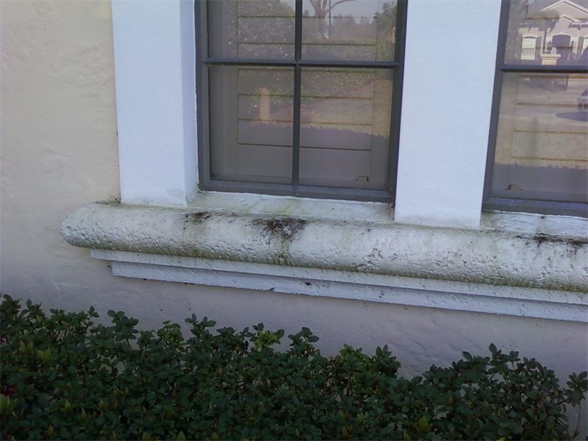 Concrete Window Sill Before - Patriot SoftWash