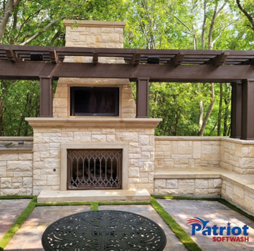 Patriot Softwash Stone Fire Pit After - Patriot SoftWash