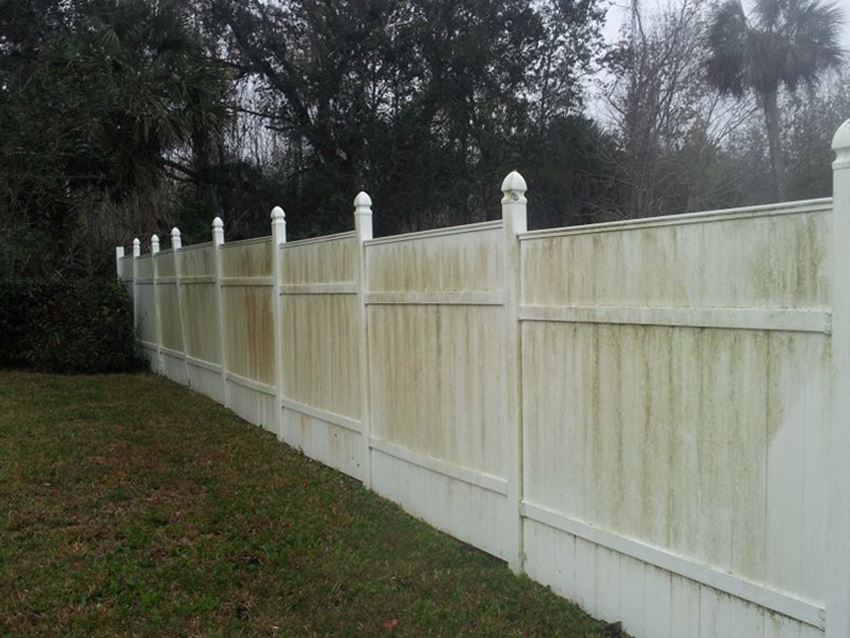 Vinyl Fencing Before - Patriot SoftWash