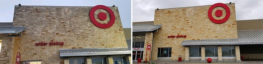Patriot SoftWash - Target stone cleaning - before & after
